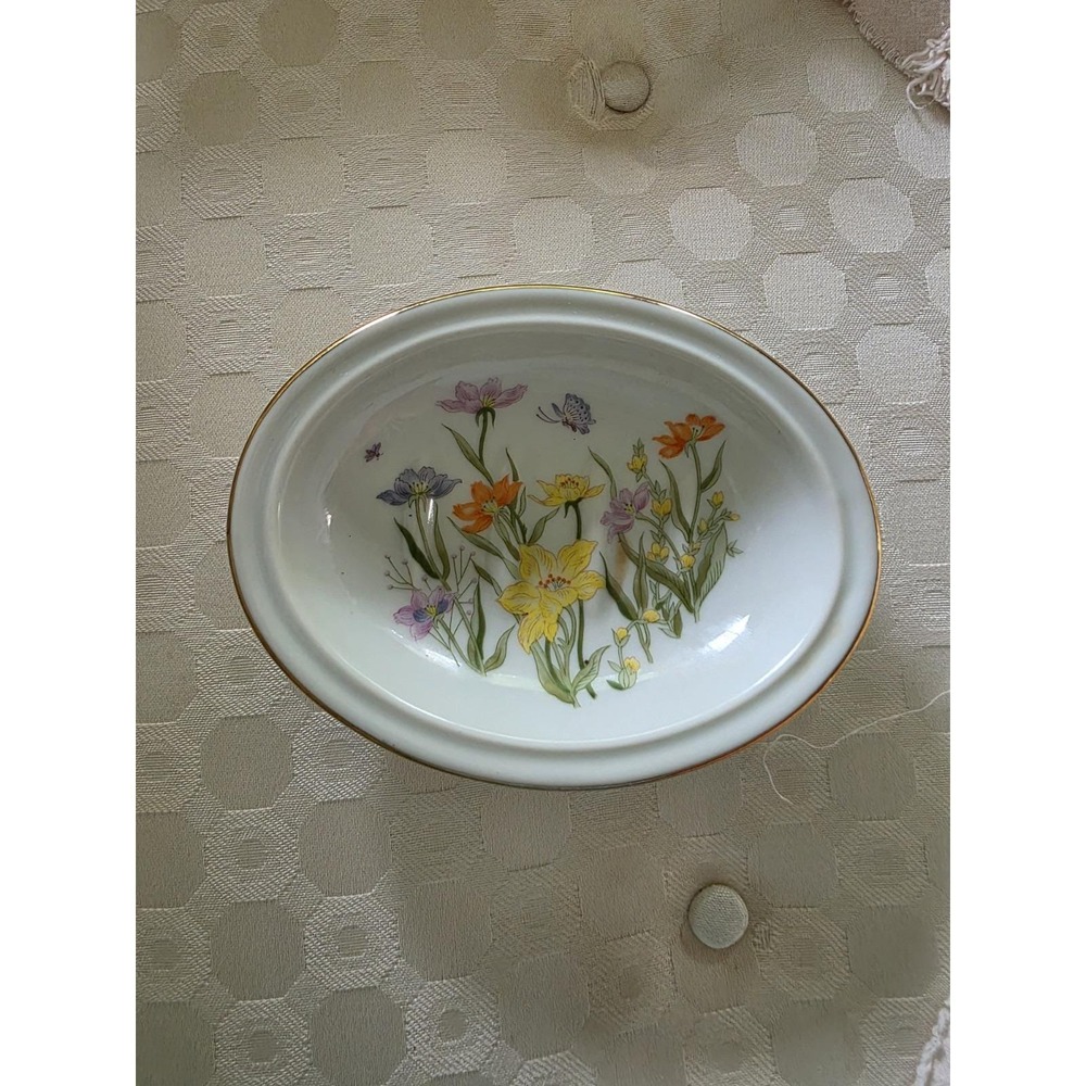 Vintage Seymour Mann Day Lily Ben Rickert Fine China Soap Dish Floral Japan